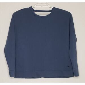 NIKE DRI-FIT Womens Sweatshirt Large Blue Long Sleeve Crew Neck Boxy Open Back